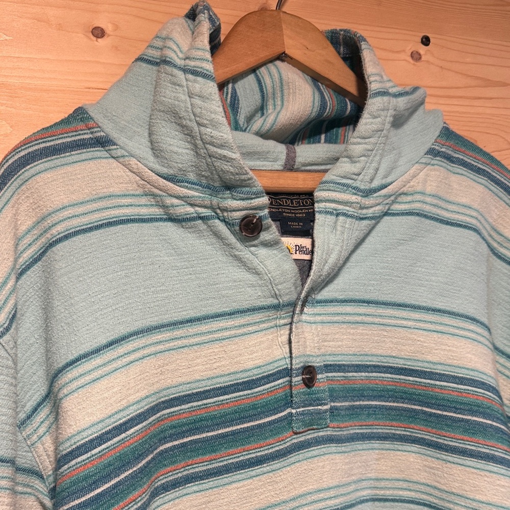 Pendleton Blue and White Striped Hoodie